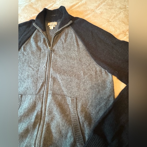 Banana Republic Luxury Blend Cashmere Angora Sweater Full Zip Gray Men’s XL - Picture 5 of 11